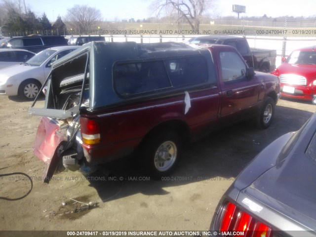 1FTCR10A6VPA12914 - 1997 FORD RANGER RED photo 4