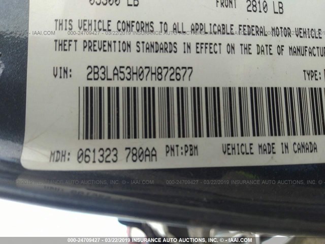 2B3LA53H07H872677 - 2007 DODGE CHARGER R/T GRAY photo 9