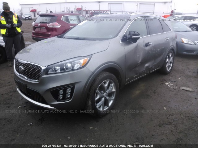 5XYPKDA12GG023422 - 2016 KIA SORENTO SX/SX LIMITED GRAY photo 2