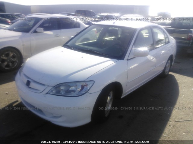 JHMES96655S018858 - 2005 HONDA CIVIC HYBRID WHITE photo 2