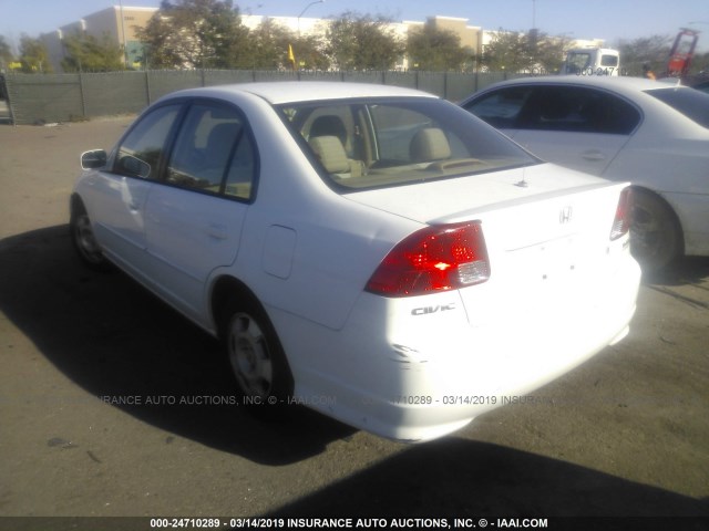 JHMES96655S018858 - 2005 HONDA CIVIC HYBRID WHITE photo 3