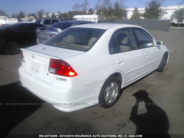 JHMES96655S018858 - 2005 HONDA CIVIC HYBRID WHITE photo 4