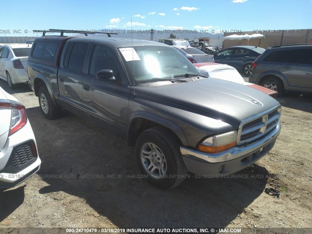 1D7HL48N44S734884 - 2004 DODGE DAKOTA QUAD SLT GRAY photo 1