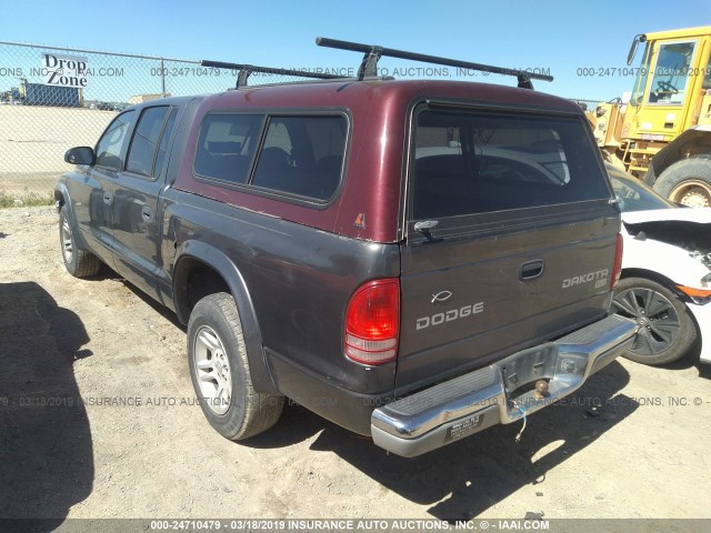 1D7HL48N44S734884 - 2004 DODGE DAKOTA QUAD SLT GRAY photo 3