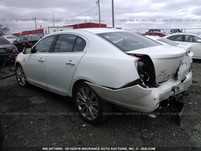 1LNHL9FT0DG604026 - 2013 LINCOLN MKS WHITE photo 3