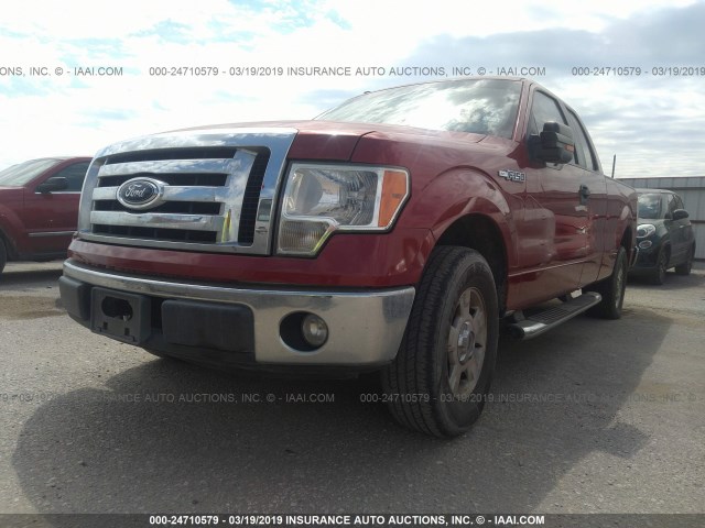 1FTRX12V89KC95304 - 2009 FORD F150 SUPER CAB RED photo 2