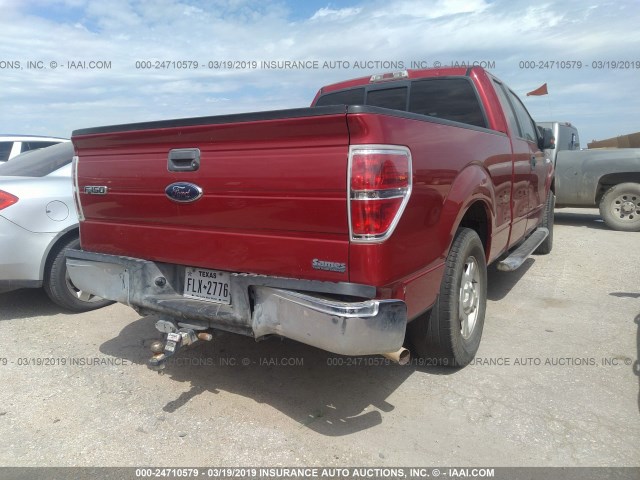 1FTRX12V89KC95304 - 2009 FORD F150 SUPER CAB RED photo 4