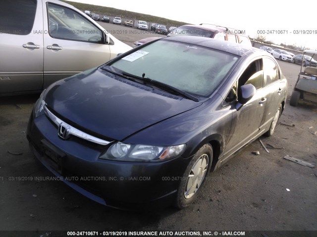 JHMFA36216S004152 - 2006 HONDA CIVIC HYBRID BLUE photo 2