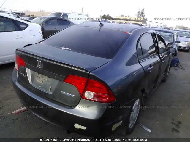 JHMFA36216S004152 - 2006 HONDA CIVIC HYBRID BLUE photo 4