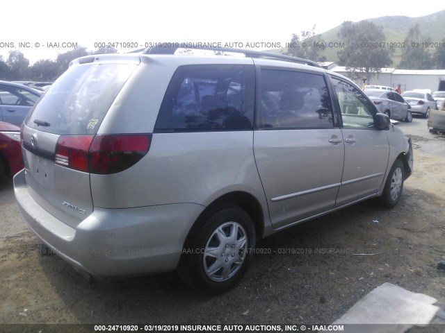 5TDZA23C15S227711 - 2005 TOYOTA SIENNA CE/LE GOLD photo 4