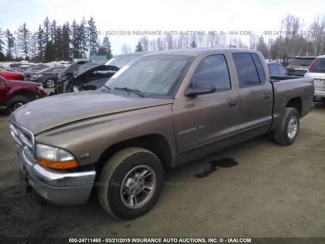 1B7GL2AN5YS674642 - 2000 DODGE DAKOTA QUAD GOLD photo 2