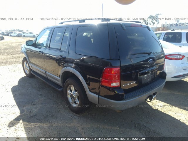 1FMZU63E72ZB25514 - 2002 FORD EXPLORER XLT BLACK photo 3