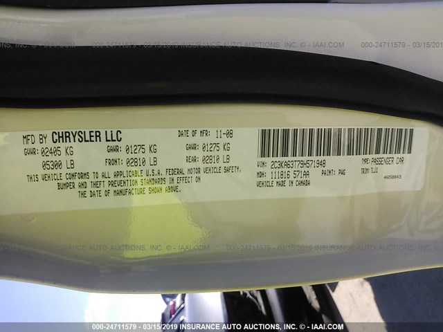 2C3KA63T79H571948 - 2009 CHRYSLER 300C Champagne photo 9