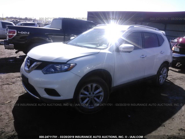 KNMAT2MT6GP692424 - 2016 NISSAN ROGUE S/SL/SV WHITE photo 2