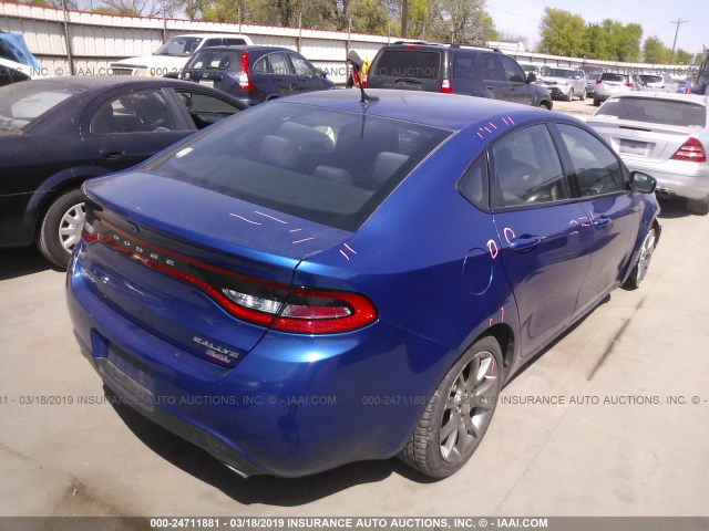 1C3CDFBB7ED677425 - 2014 DODGE DART SXT BLUE photo 4