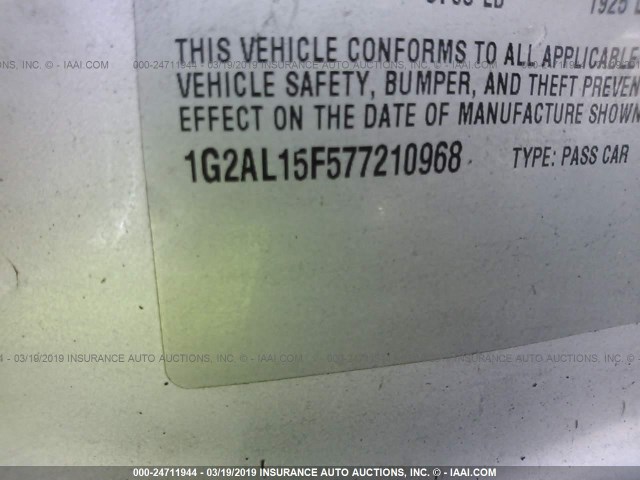 1G2AL15F577210968 - 2007 PONTIAC G5 SILVER photo 9