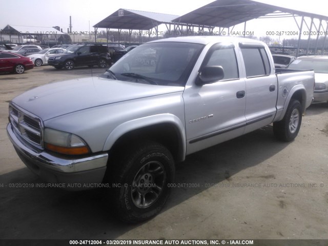 1B7GG2AX01S202800 - 2001 DODGE DAKOTA QUAD SILVER photo 2