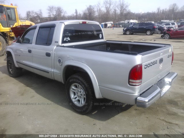 1B7GG2AX01S202800 - 2001 DODGE DAKOTA QUAD SILVER photo 3