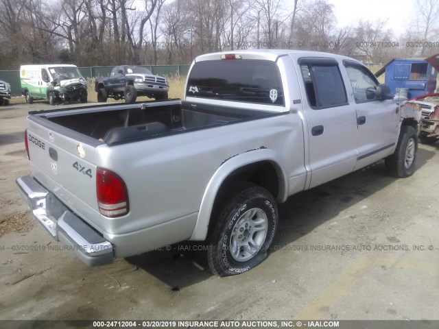 1B7GG2AX01S202800 - 2001 DODGE DAKOTA QUAD SILVER photo 4