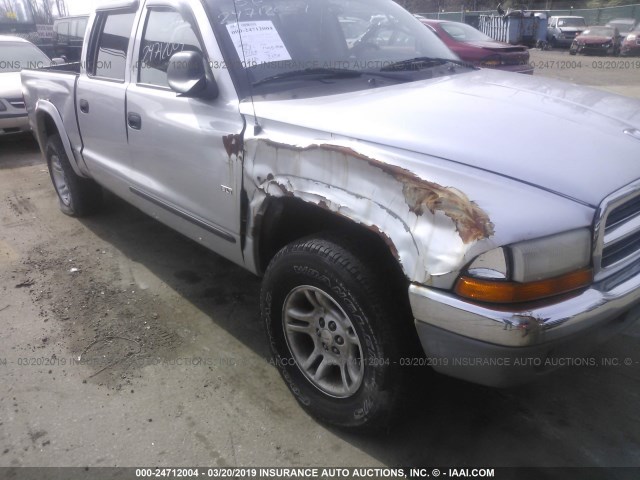 1B7GG2AX01S202800 - 2001 DODGE DAKOTA QUAD SILVER photo 6