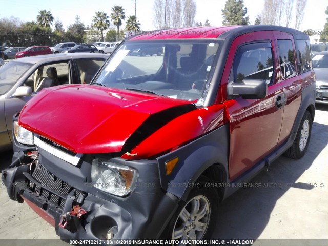 5J6YH28686L015301 - 2006 HONDA ELEMENT EX RED photo 2