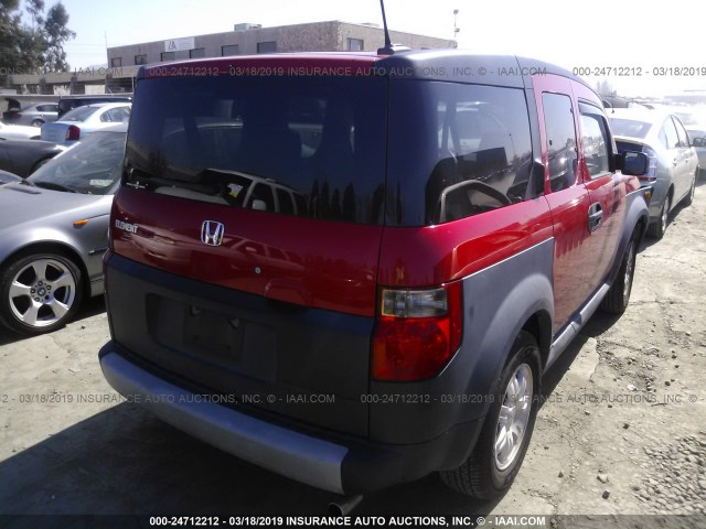 5J6YH28686L015301 - 2006 HONDA ELEMENT EX RED photo 4