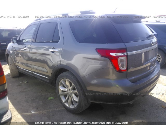 1FM5K7D83DGB39296 - 2013 FORD EXPLORER XLT GRAY photo 3