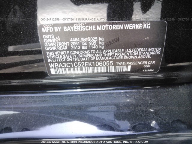 WBA3C1C52EK106055 - 2014 BMW 328 I SULEV BLACK photo 9