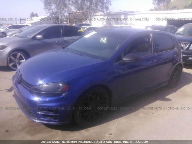 WVWUF7AU6GW030413 - 2016 VOLKSWAGEN GOLF R BLUE photo 2