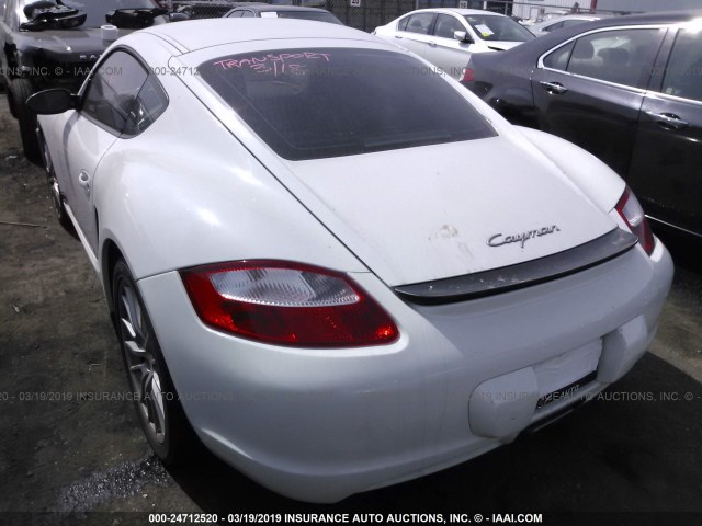 WP0AA29887U763182 - 2007 PORSCHE CAYMAN S WHITE photo 3