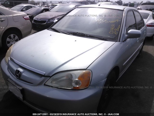 JHMES96663S024634 - 2003 HONDA CIVIC HYBRID BLUE photo 2