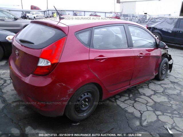 KMHCT5AE3DU136175 - 2013 HYUNDAI ACCENT GLS/GS RED photo 4