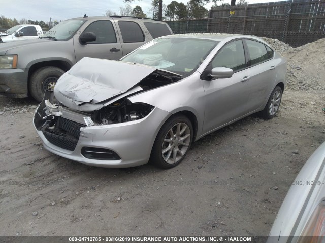 1C3CDFBH2DD117833 - 2013 DODGE DART SXT SILVER photo 2