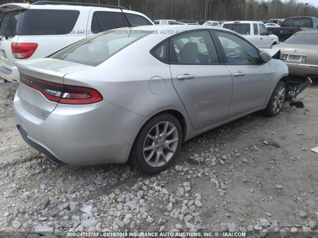 1C3CDFBH2DD117833 - 2013 DODGE DART SXT SILVER photo 4