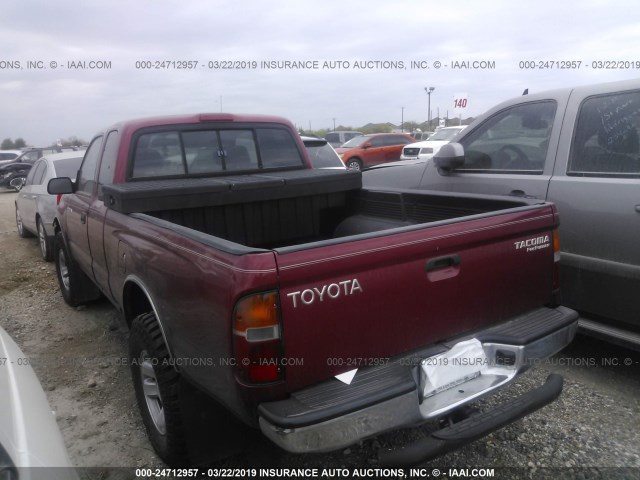 4TASM92N7YZ600995 - 2000 TOYOTA TACOMA XTRACAB PRERUNNER წითელი ფოტო 3