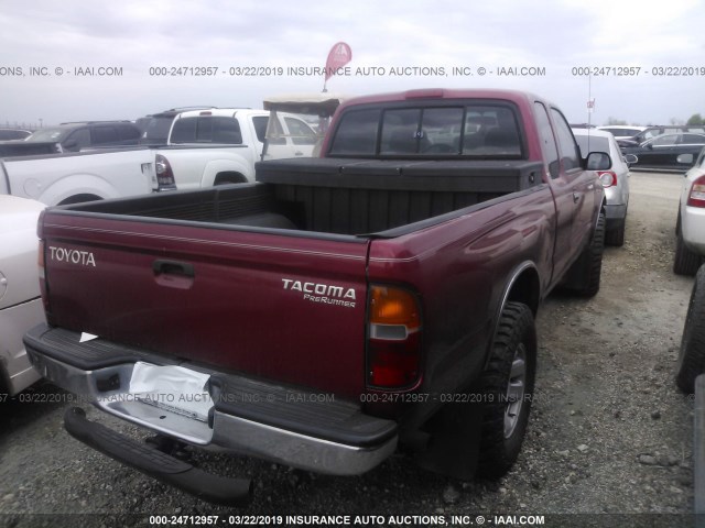 4TASM92N7YZ600995 - 2000 TOYOTA TACOMA XTRACAB PRERUNNER წითელი ფოტო 4