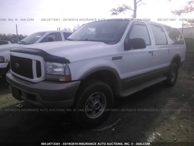 1FMNU45S34ED58421 - 2004 FORD EXCURSION EDDIE BAUER WHITE photo 2