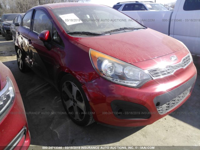 KNADN5A31E6320244 - 2014 KIA RIO EX RED photo 1