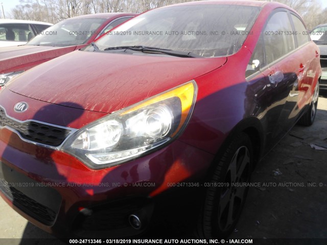 KNADN5A31E6320244 - 2014 KIA RIO EX RED photo 2