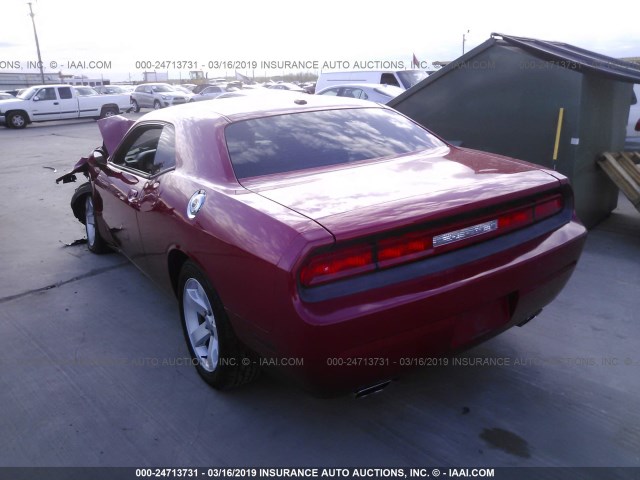 2C3CDYAG4CH105866 - 2012 DODGE CHALLENGER SXT RED photo 3