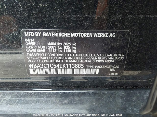 WBA3C1C54EK113685 - 2014 BMW 328 I SULEV BLACK photo 9