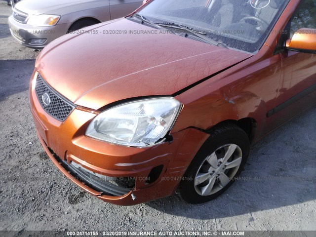 KNADE123686401669 - 2008 KIA RIO LX/SX ORANGE photo 6