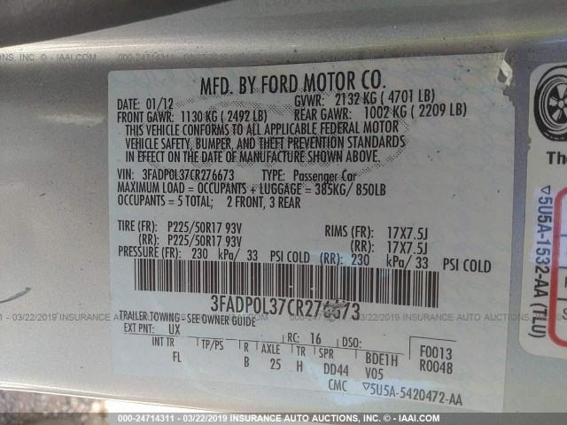 3FADP0L37CR276673 - 2012 FORD FUSION HYBRID SILVER photo 9