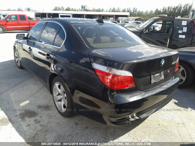 WBANE53507CW62288 - 2007 BMW 525 I BLACK photo 3