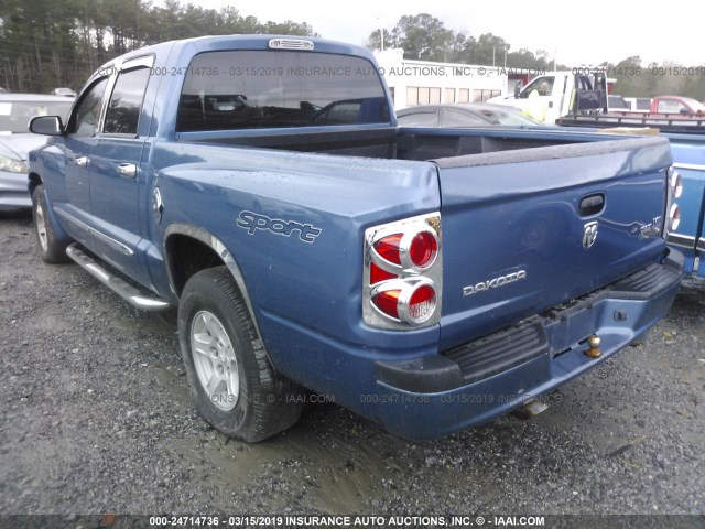 1D7HE48N26S616863 - 2006 DODGE DAKOTA QUAD SLT BLUE photo 3