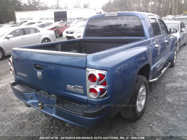 1D7HE48N26S616863 - 2006 DODGE DAKOTA QUAD SLT BLUE photo 4