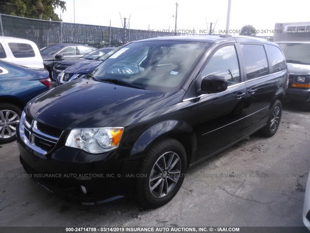 2C4RDGCG7HR863554 - 2017 DODGE GRAND CARAVAN SXT BLACK photo 2