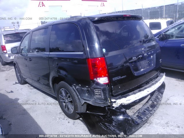 2C4RDGCG7HR863554 - 2017 DODGE GRAND CARAVAN SXT BLACK photo 3