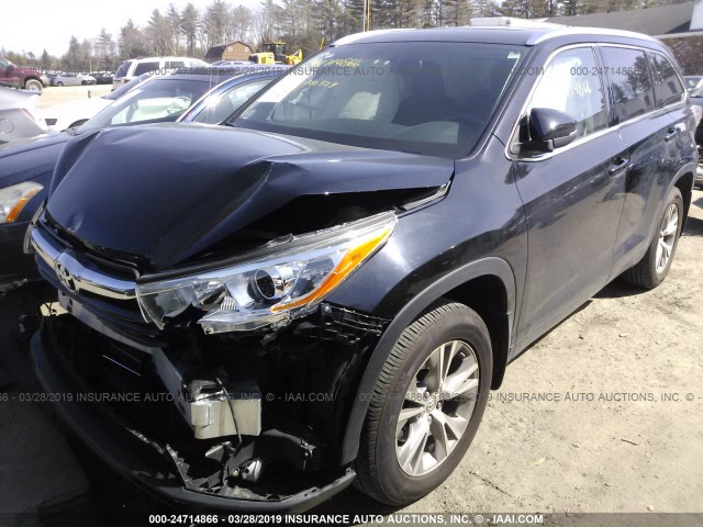 5TDJKRFH8ES040086 - 2014 TOYOTA HIGHLANDER XLE BLACK photo 2