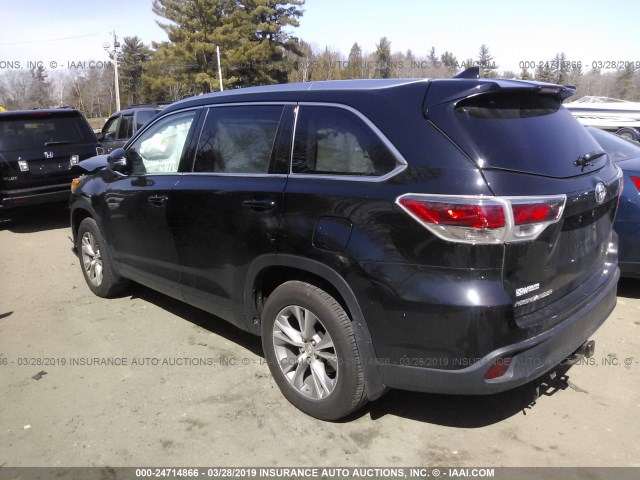 5TDJKRFH8ES040086 - 2014 TOYOTA HIGHLANDER XLE BLACK photo 3